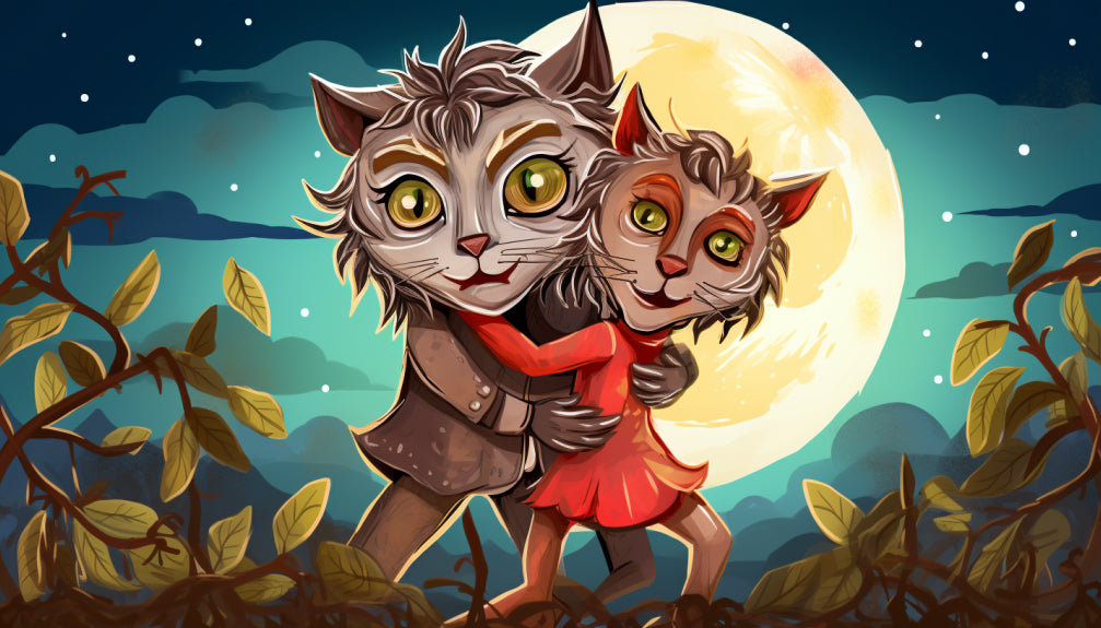 Half Human Half Lynx Couple Paint By Numbers Kit - 40x70 cm