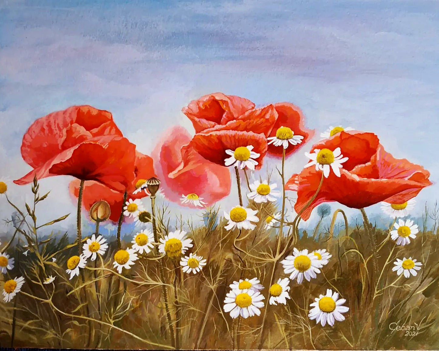 Poppy Fields By Victor Ceban