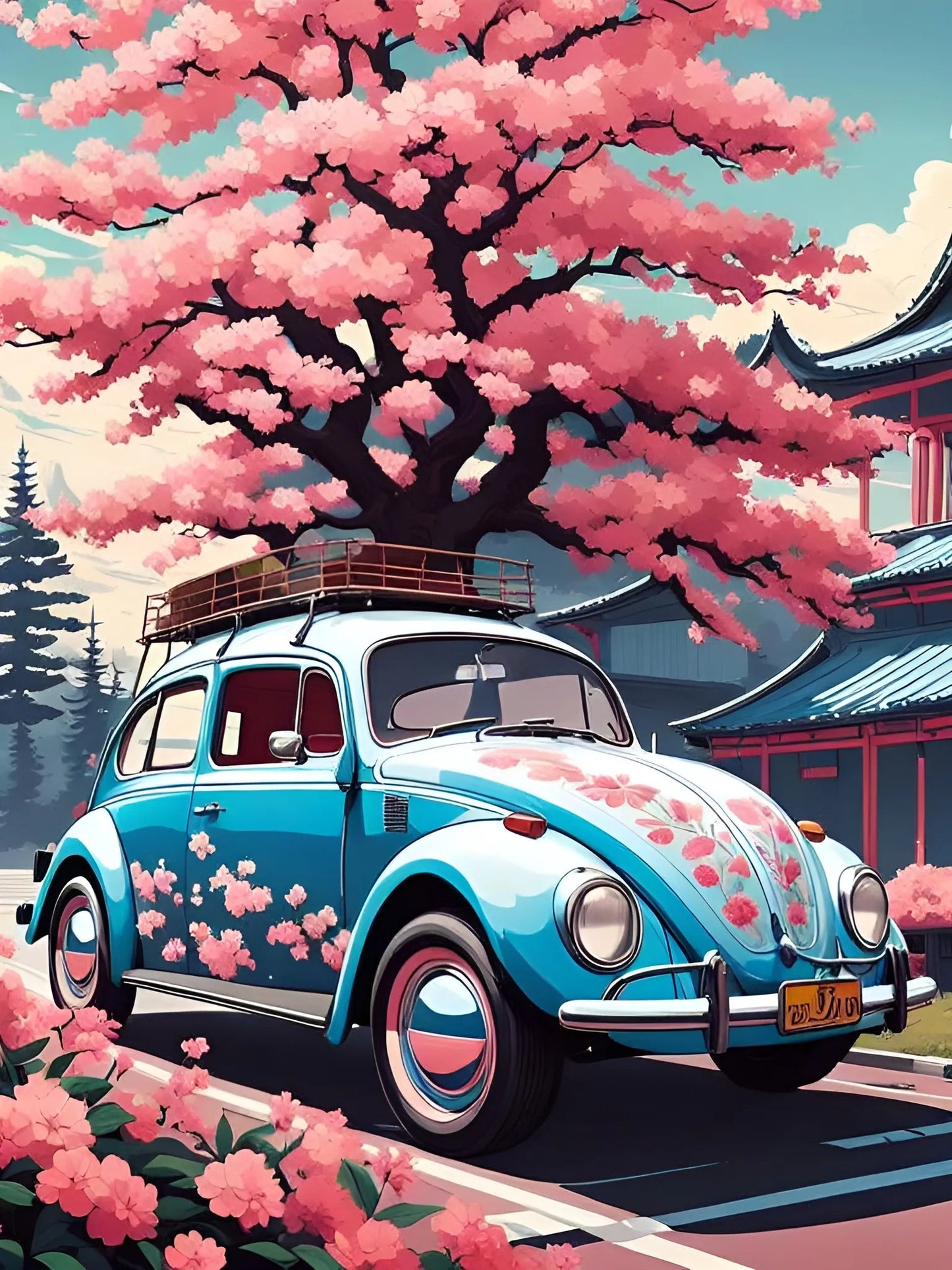 Cherry Blossom VW Beetle