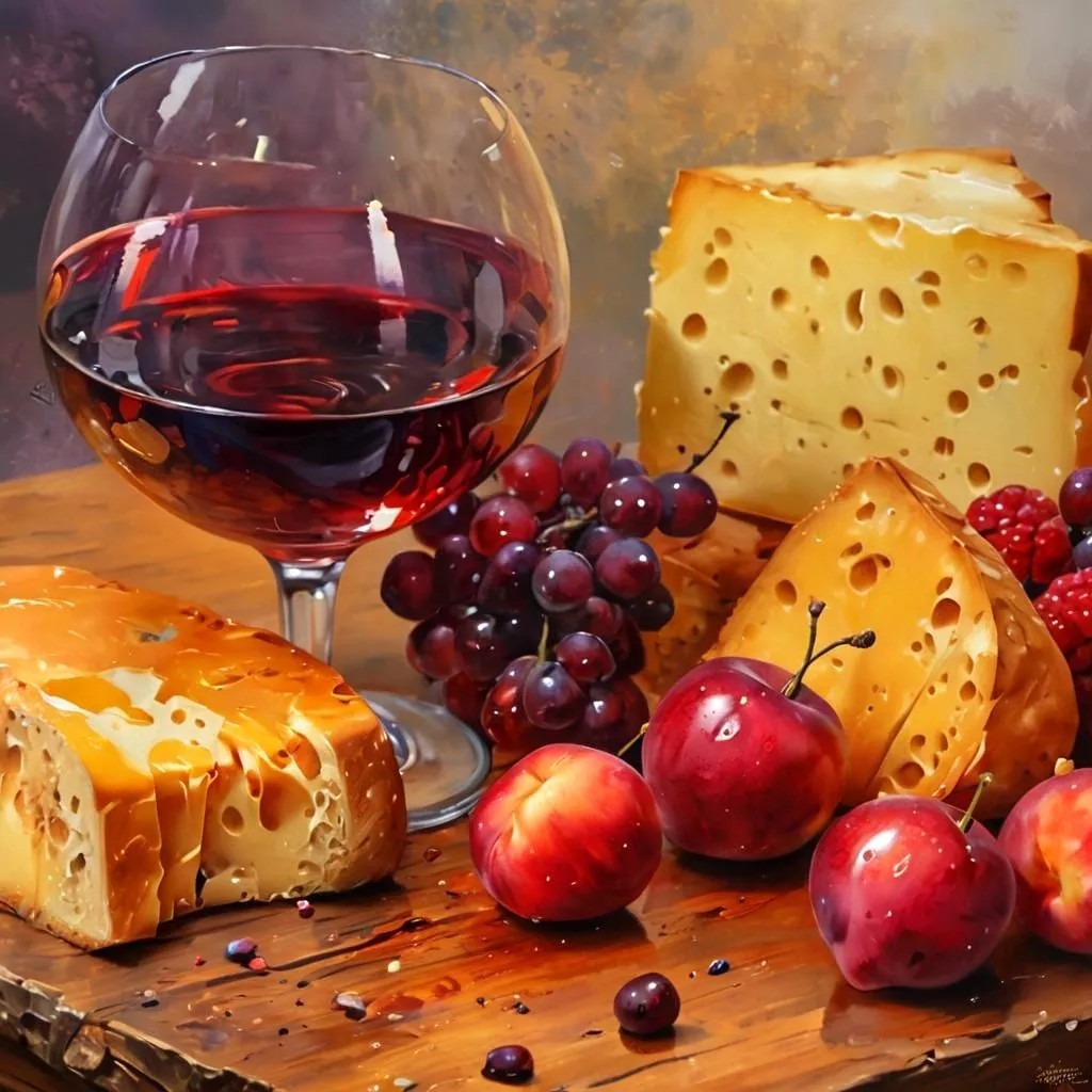 Wine And Cheese Still Life