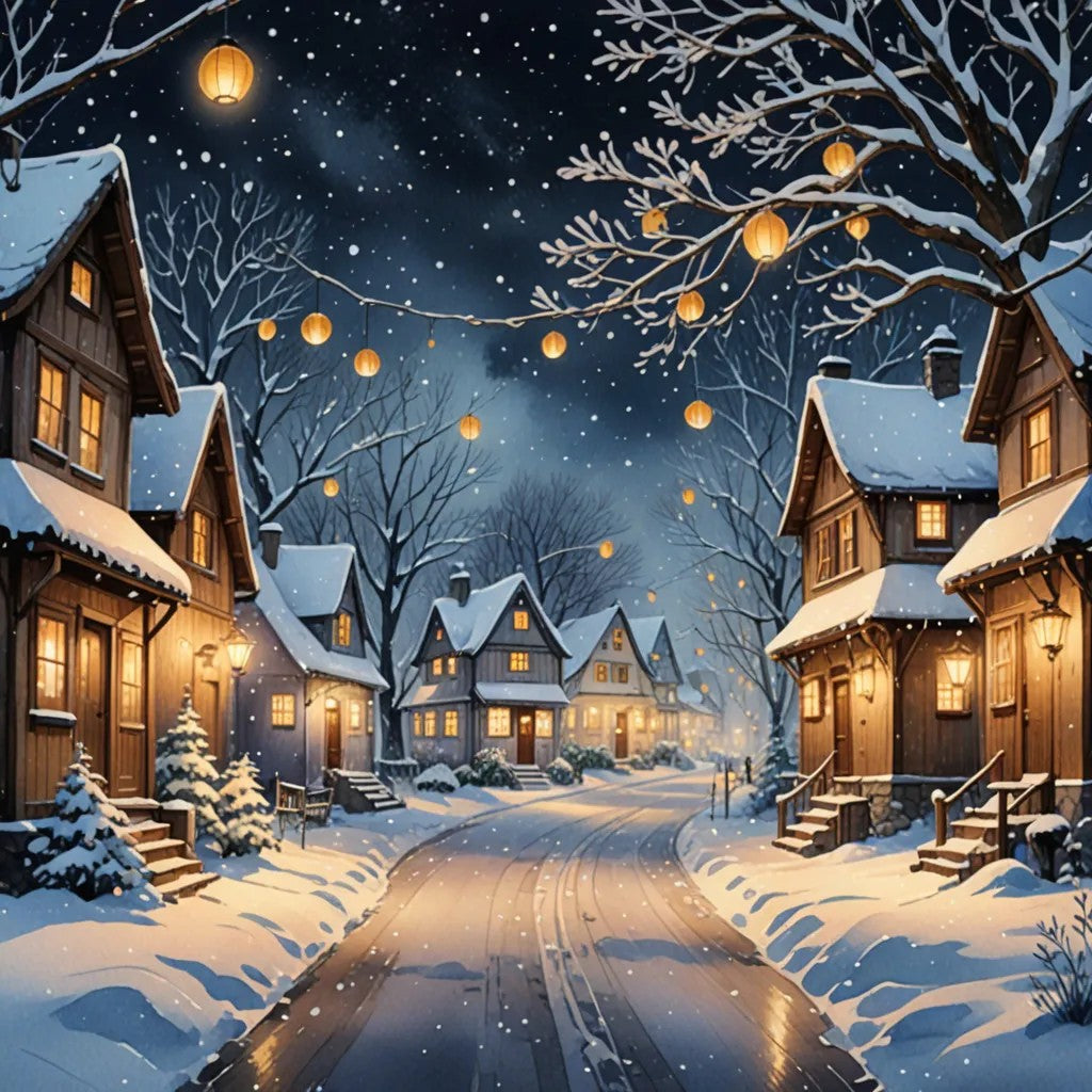 Winter Village Scene