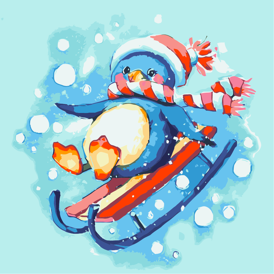 Happy Penguin - Mini Paint by Numbers Kit