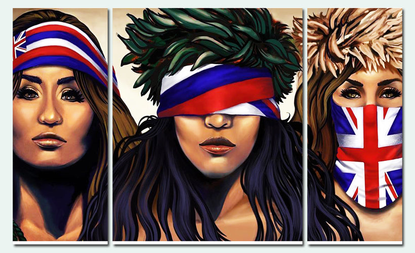 Triptych Paint By Numbers - Hear No Voices, See No Voices, Speak No Voices By Luke DeKneef - 3 Panel Painting (36 Colors)