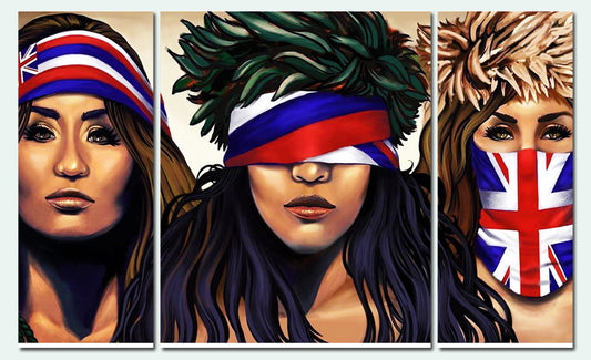 Triptych Paint By Numbers - Hear No Voices, See No Voices, Speak No Voices By Luke DeKneef - 3 Panel Painting (36 Colors)
