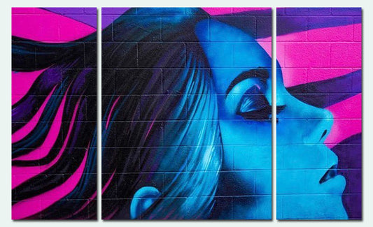Triptych Paint By Numbers - Lady in Blue By Luke DeKneef - 3 Panel Painting (36 Colors)