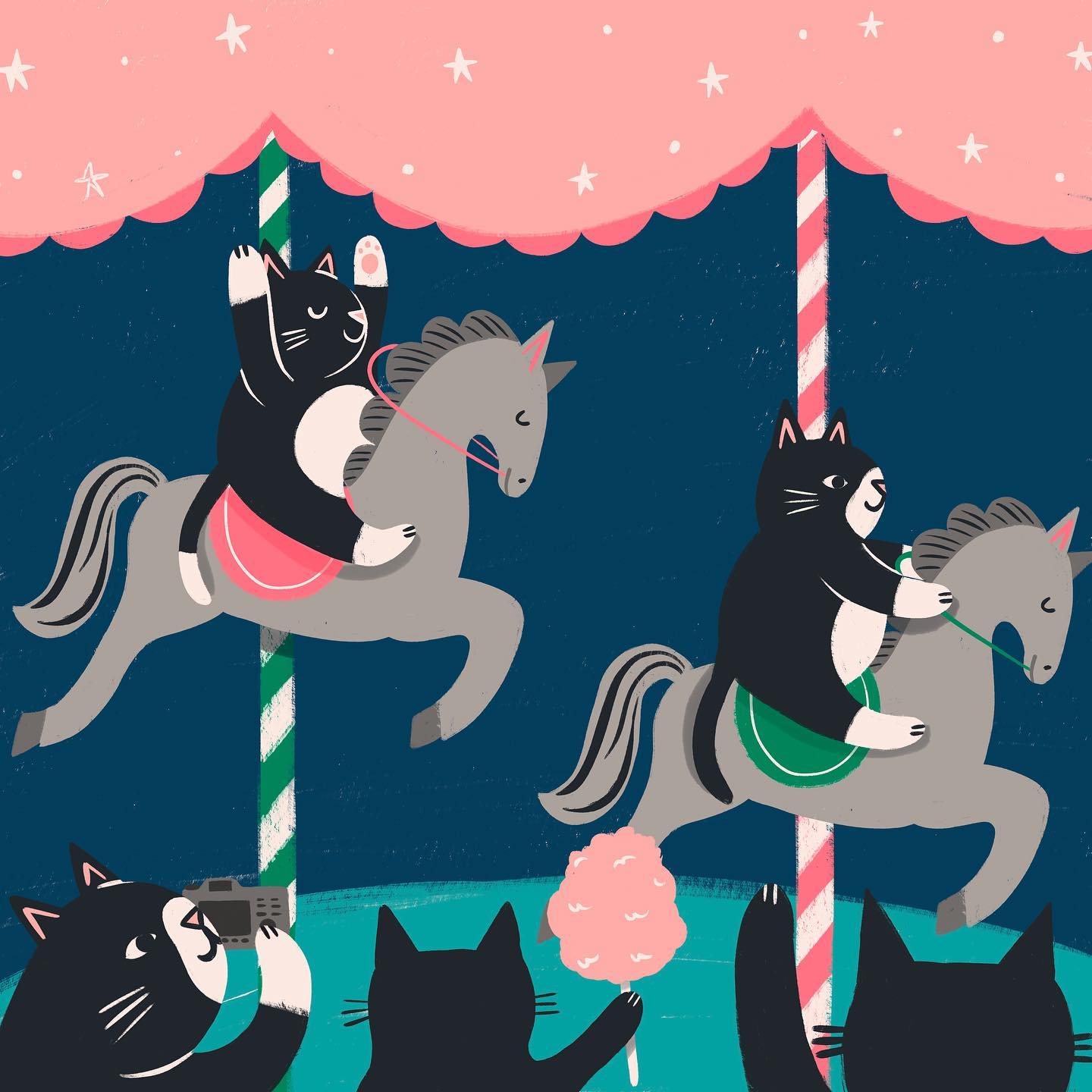 Cats Having Fun At A Fair By Nat Ellis