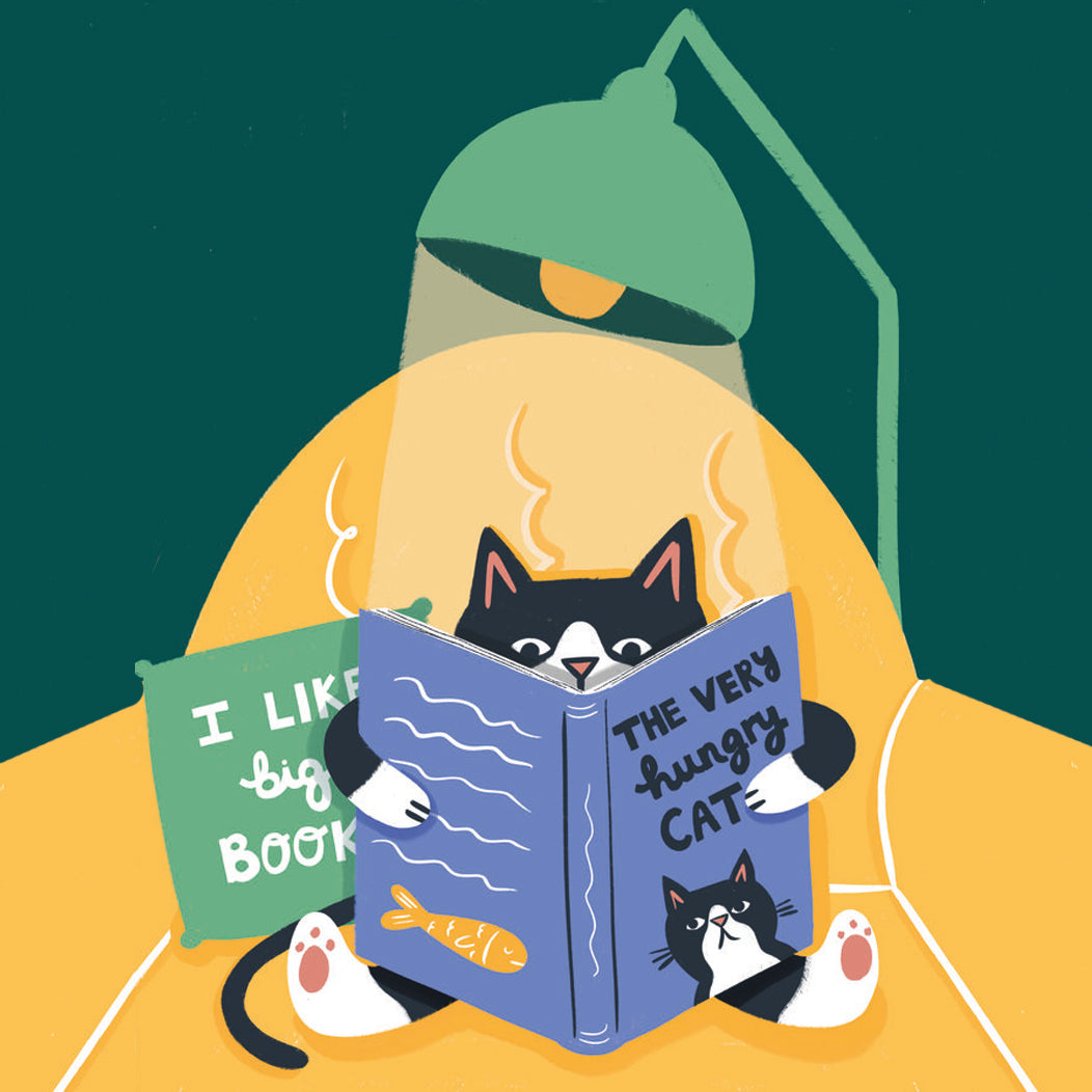 Cat Reading The Very Hungry Cat By Nat Ellis