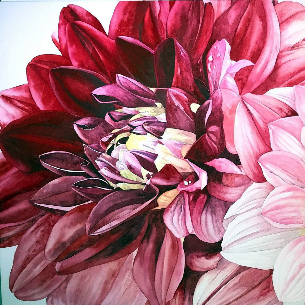 Hand-painted Pink Floral Painting art on 10x10 Canvas