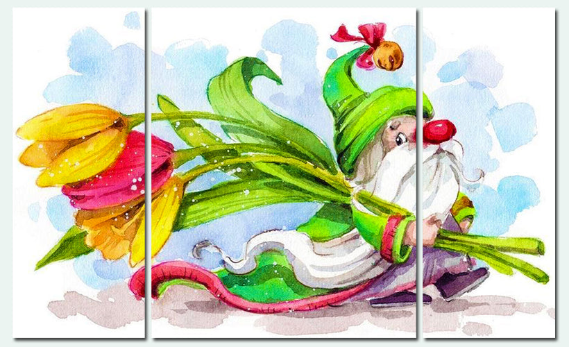 Triptych Paint By Numbers - Flower Carrier By Anna Petunova - 3 Panel Painting (36 Colors)