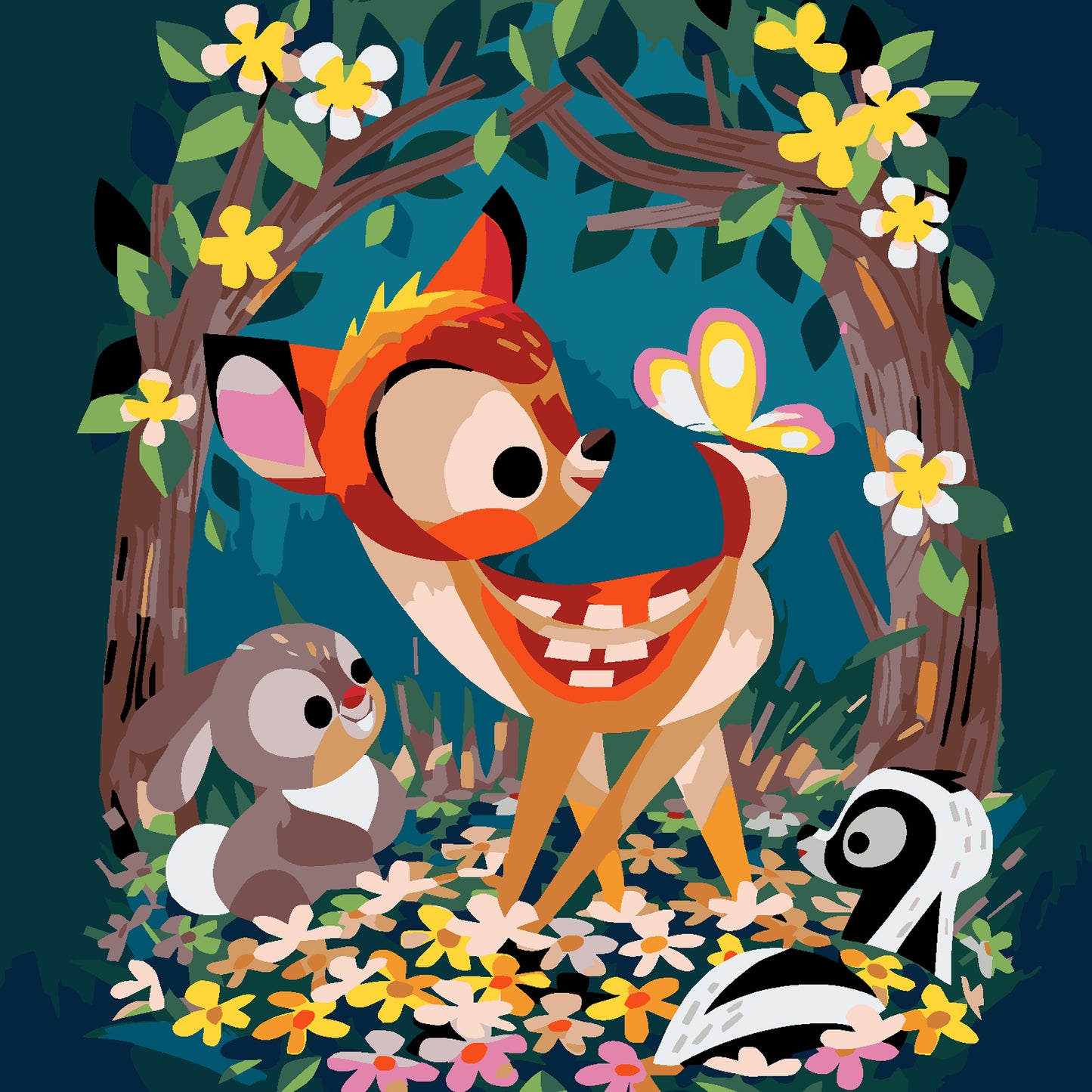 Framed Mini Paint by Numbers - Deer & Butterfly