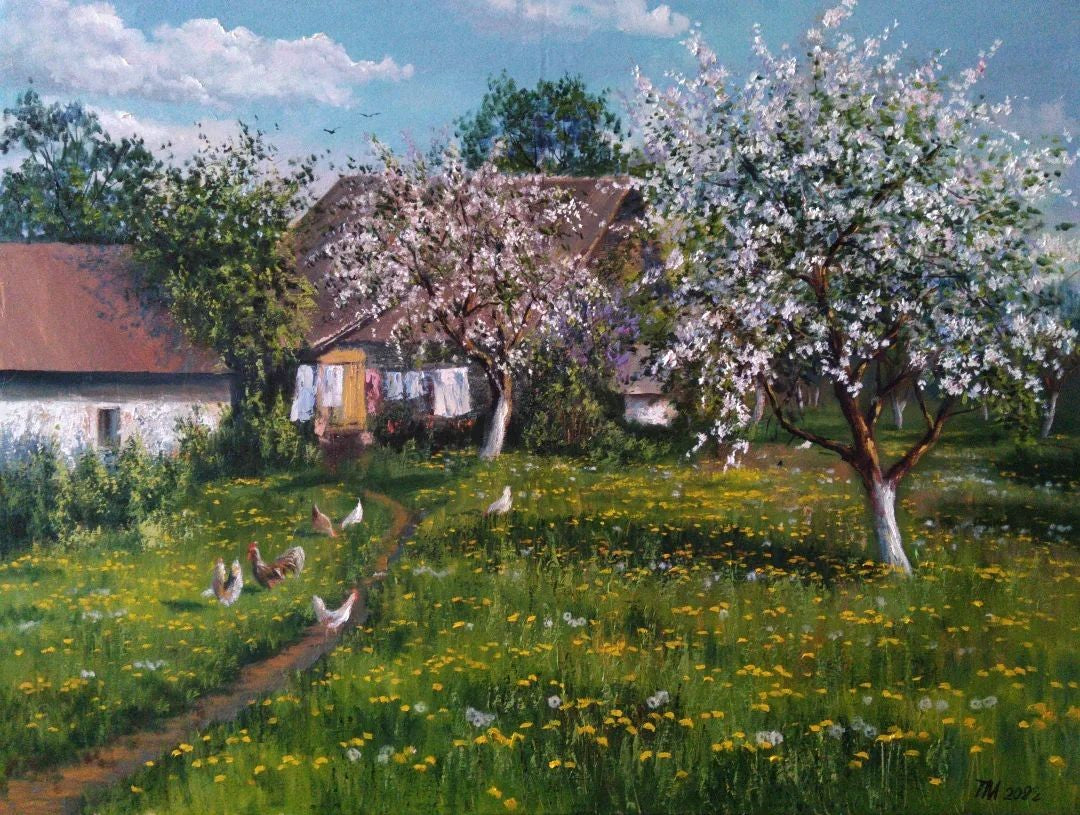 Spring Courtyard By Tamara Maslenik