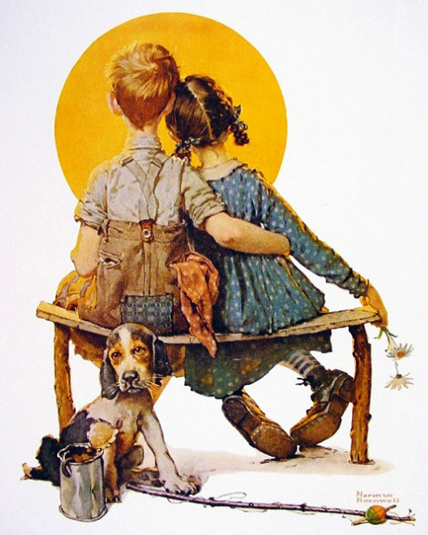 Boy And Girl Gazing At The Moon By Norman Rockwell