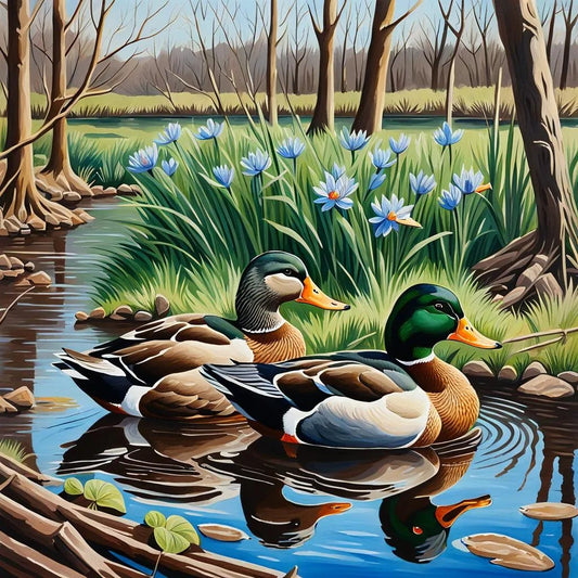 2 Ducks in nature early Spring