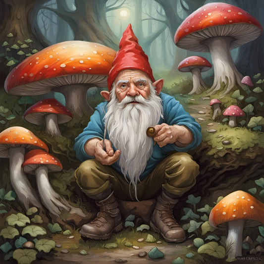 Gnome Sitting In A Forest