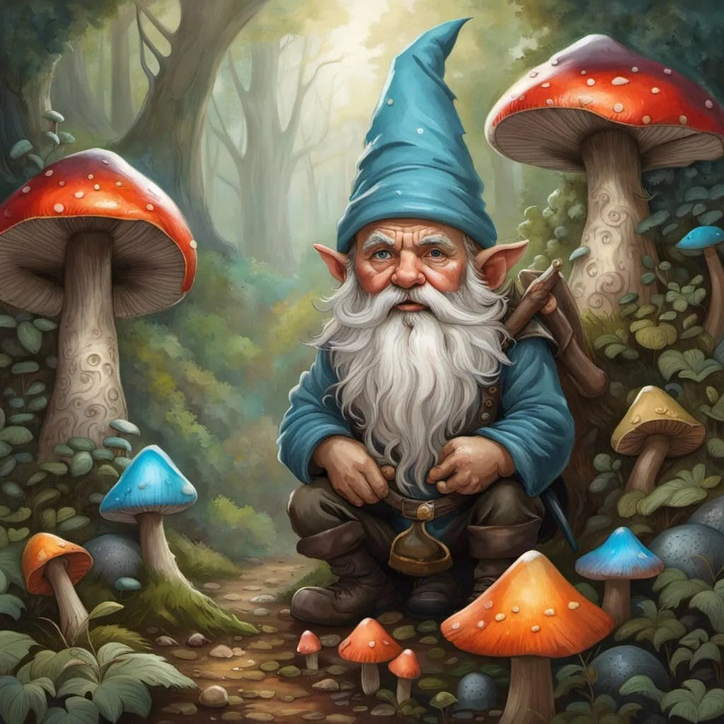 Dwarf And Mushrooms