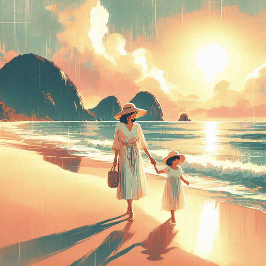 Mother & Daughter At A Beach