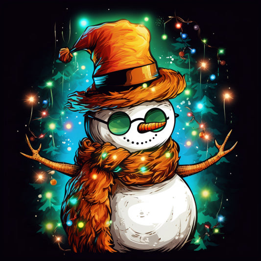 Snow Man Celebrating Christmas Paint By Numbers Kit