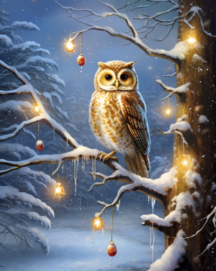 Tawny Owl Christmas Paint By Numbers Kit