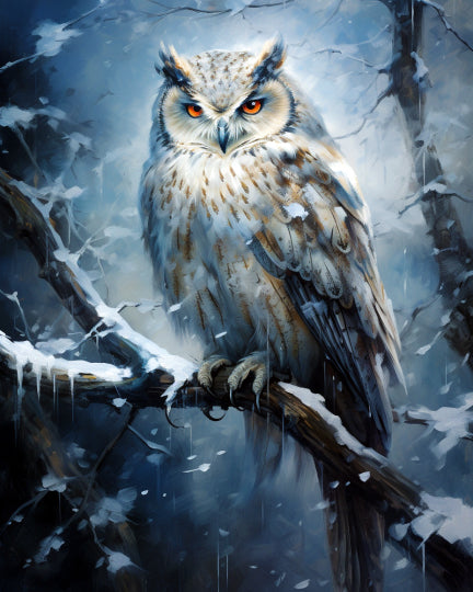 White Owl Christmas Paint By Numbers Kit