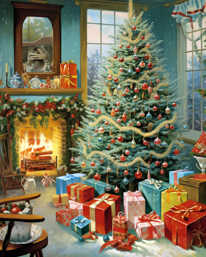 Christmas Tree With Gifts Paint By Numbers Kit