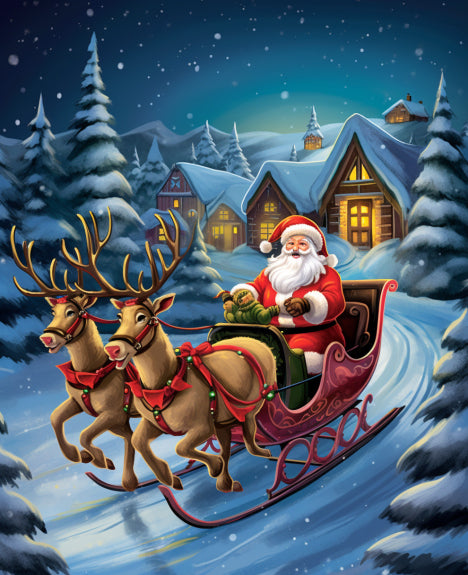 Santa Riding His Sleigh Christmas Paint By Numbers Kit