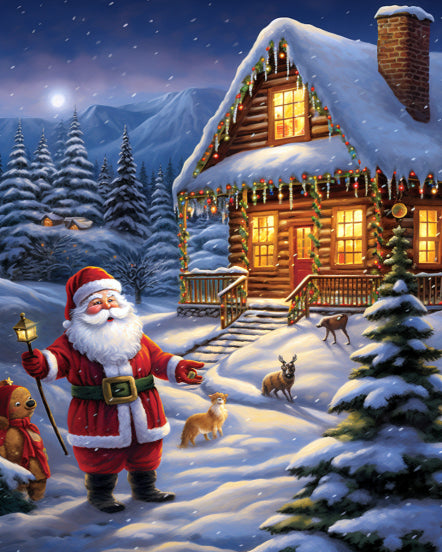 Santa Visiting On Christmas Paint By Numbers Kit