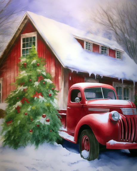 Christmas Tree And The Truck Paint By Numbers Kit