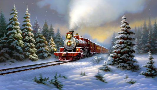 Christmas Steam Train Paint By Numbers Kit - 40x70 cm