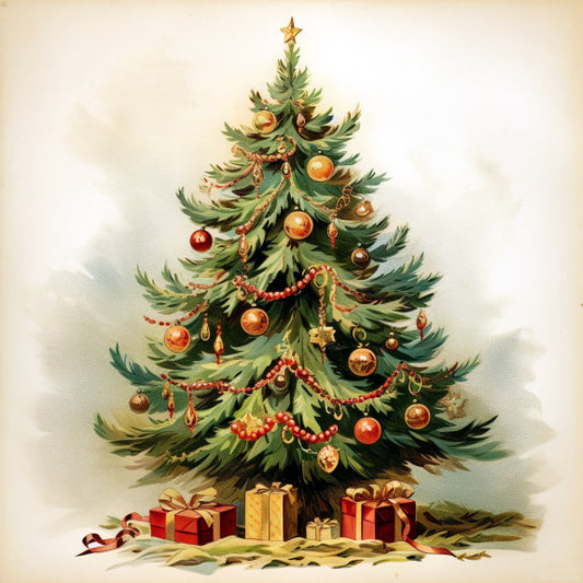 Vintage Christmas Tree Paint By Numbers Kit