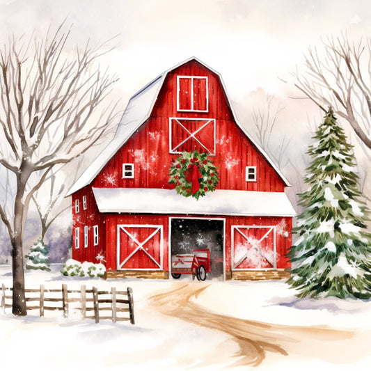 Red Barn Christmas Paint By Numbers Kit