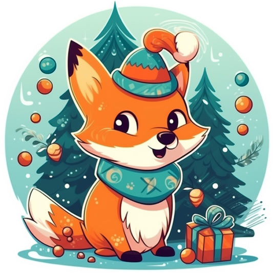 Fox In Christmas Hat Paint By Numbers Kit