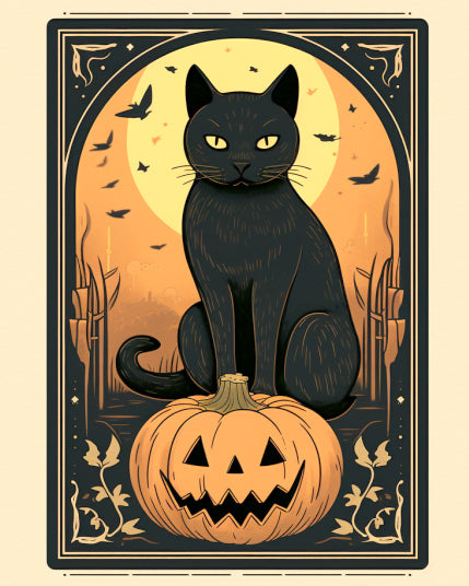 Cat and Pumpkin Halloween Paint By Numbers Kit
