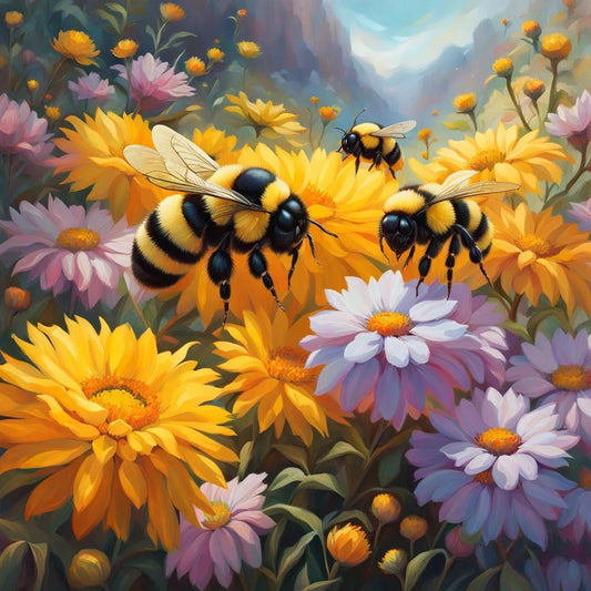 Bumble Bees On Flowers