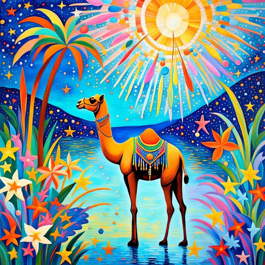 Camel Under Colorful Sun