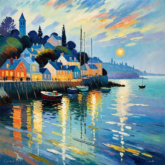 Coastal Town - Monet Style Of Painting