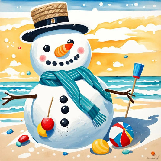 Cute happy snowman