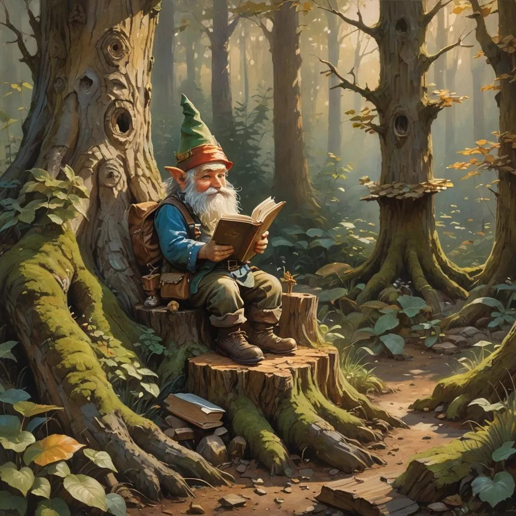 Gnome reading a book