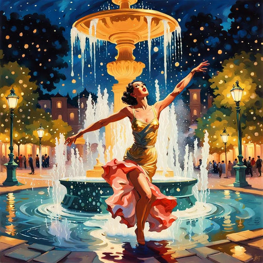 Happy At The Fountain
