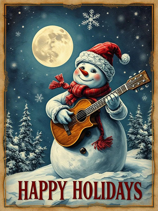 Snowman playing guitar