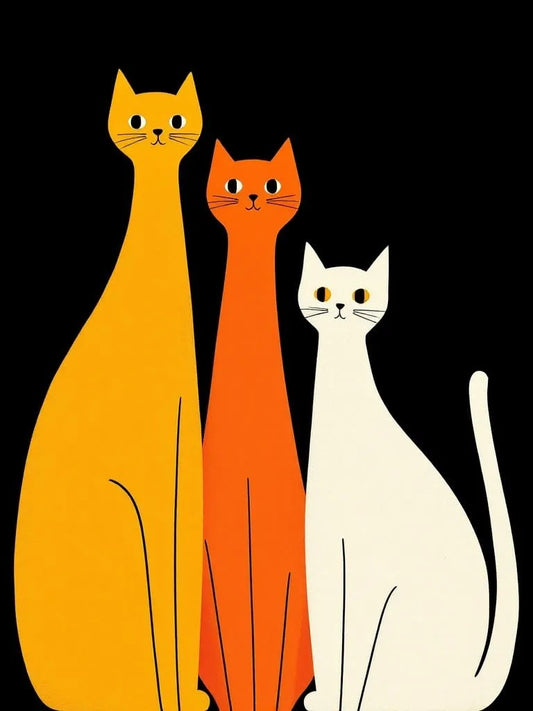 Three cats in still night