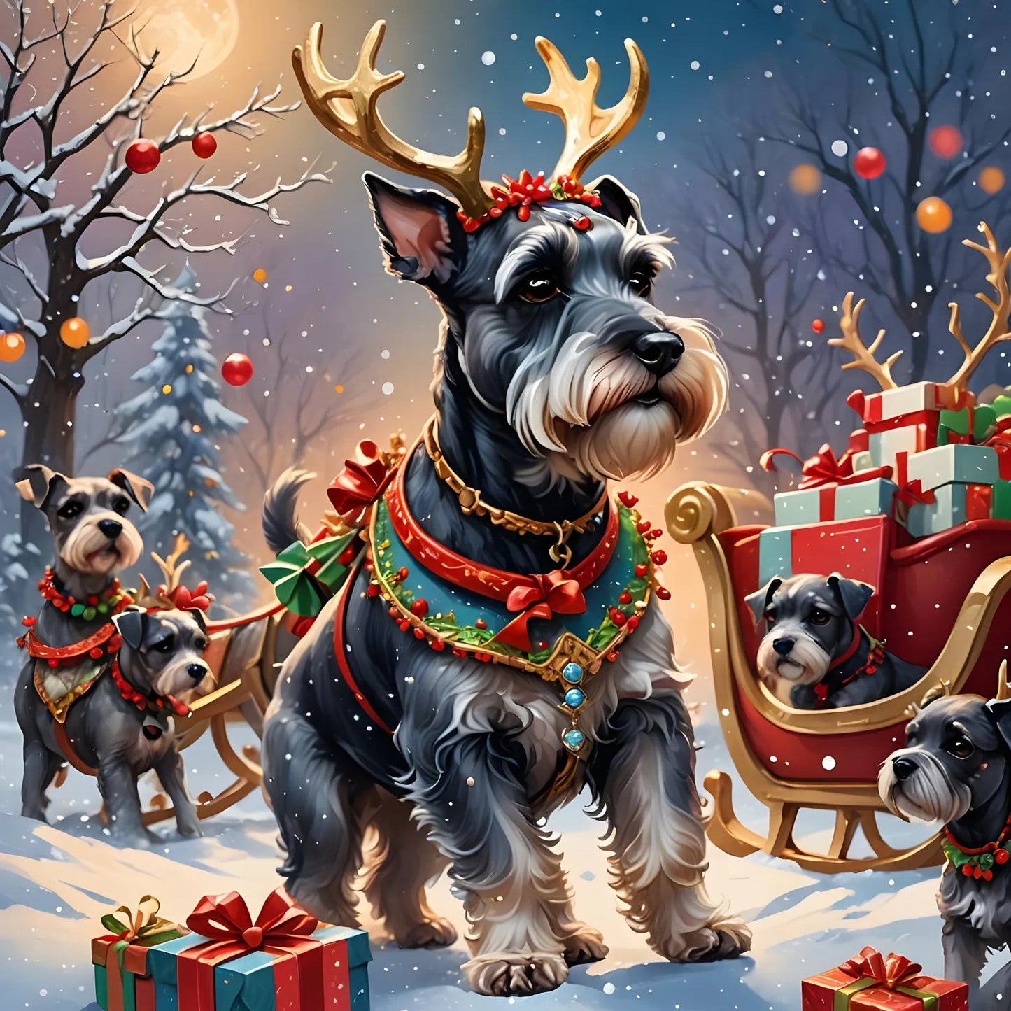 schnauzer with antlers