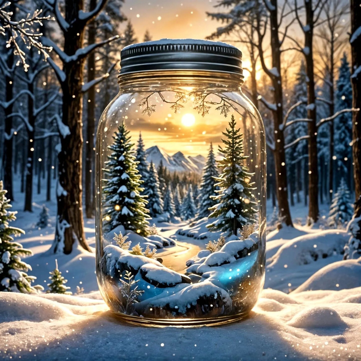 Winter in a glass jar