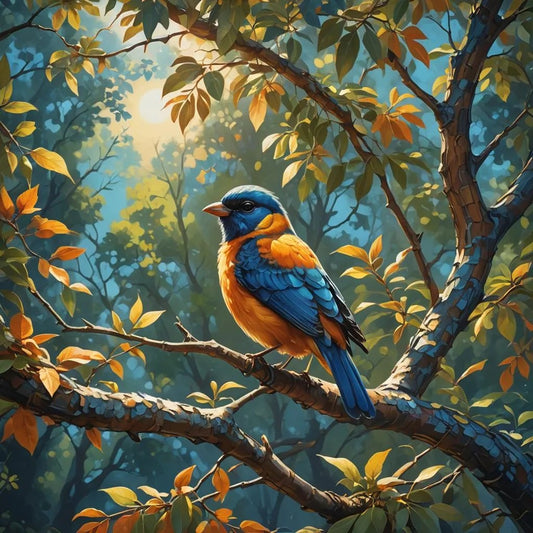 Blue Bird In A Forest