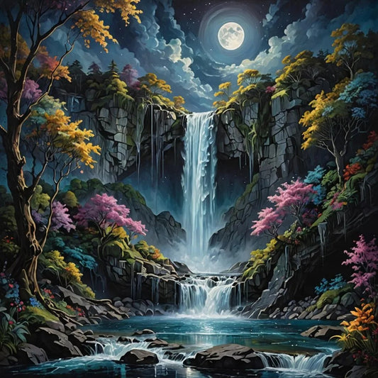 moonlit waterfall