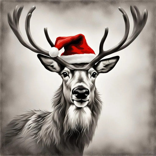 Deer Wearing A Santa Hat