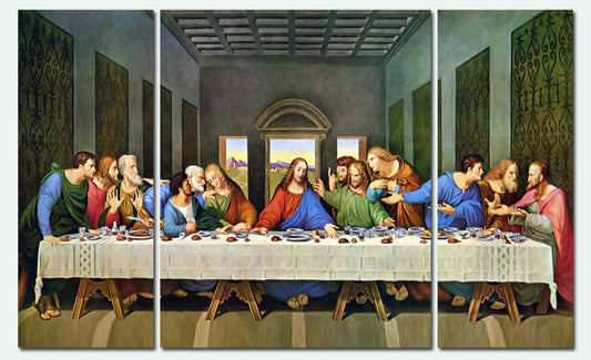 Triptych Paint By Numbers - The Last Supper Painting by Leonardo da Vinci - 3 Panel Painting (36 Colors)