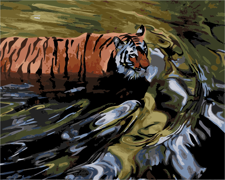 Tiger In Water By Stanislav Atanasov