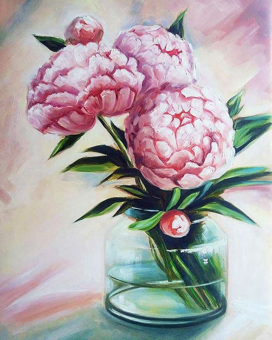Peonies In a Glass Jar By Anna Alexandrova