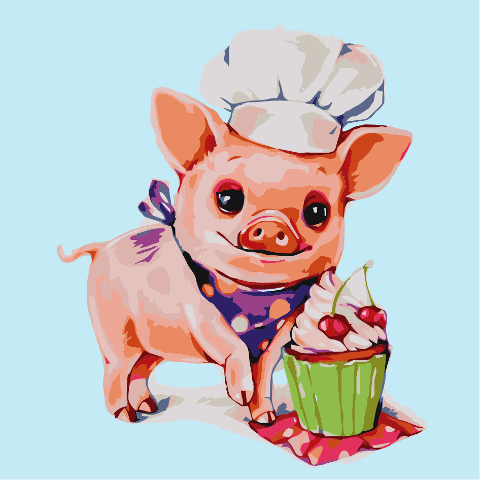 Pig The Baker - Mini Paint by Numbers Kit