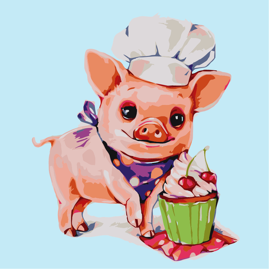 Pig The Baker - Mini Paint by Numbers Kit